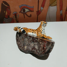 Load image into Gallery viewer, Collectable  wild cat on a natural stone
