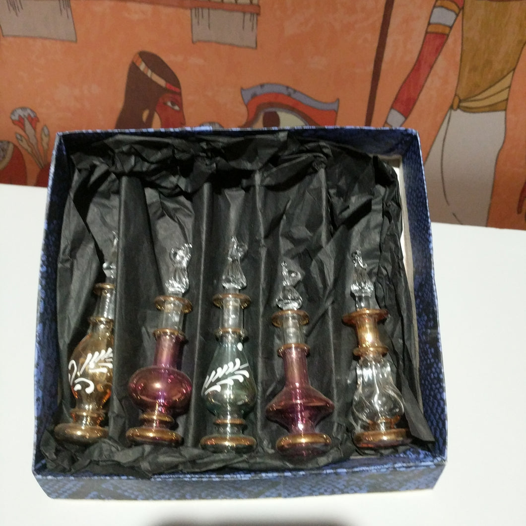 Collectable set of 5 oil perfume bottles