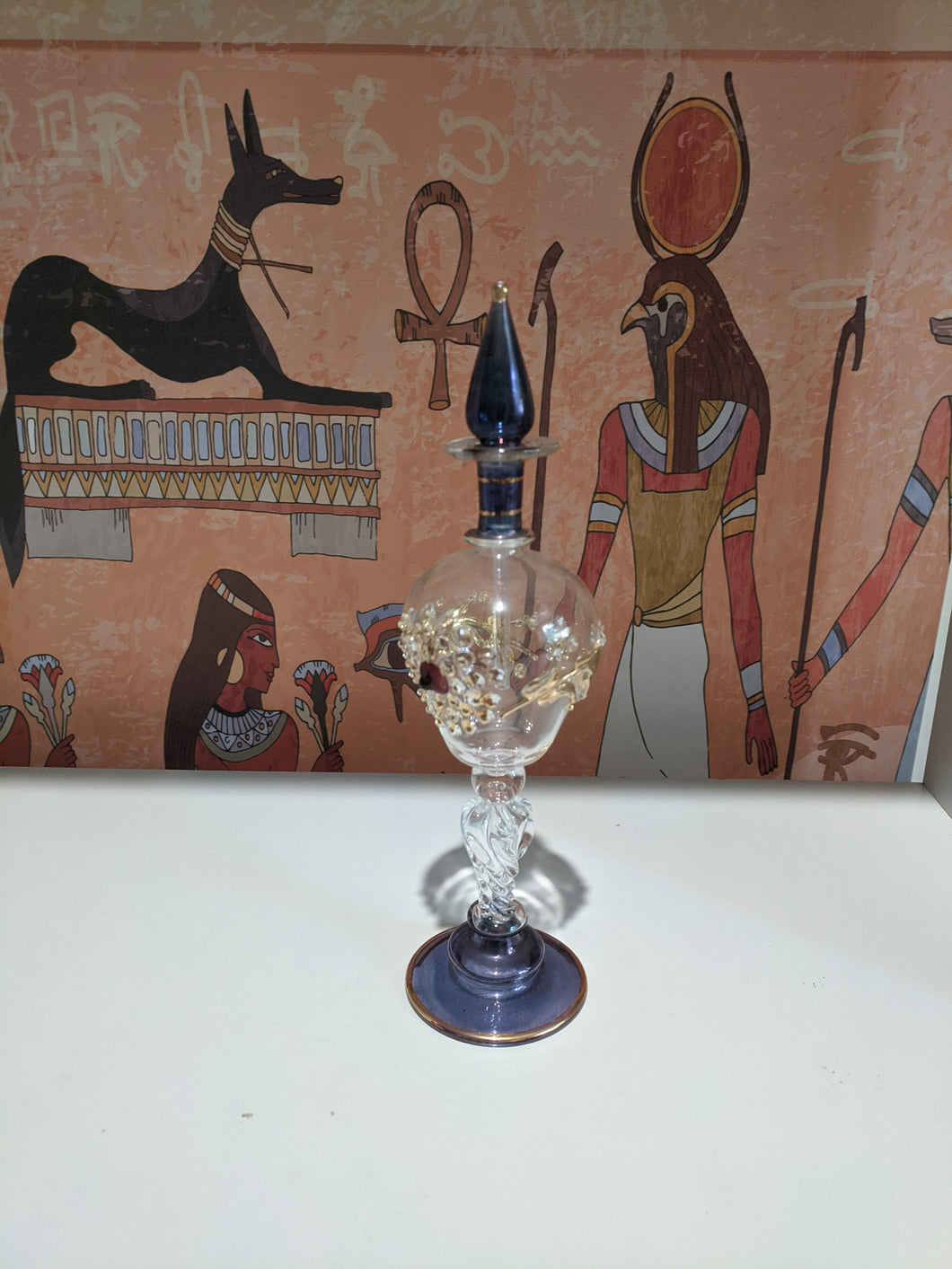 Egyptian collectable pyrex glass bottle